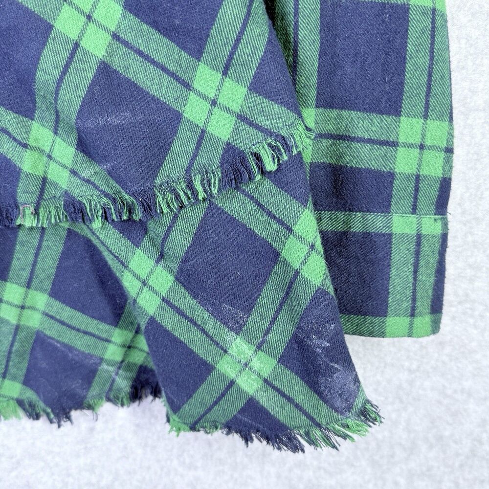 Joan Rivers Flannel Peplum Shirt Sz 12 Green Blue Cotton Plaid Button Down - Picture 6 of 13